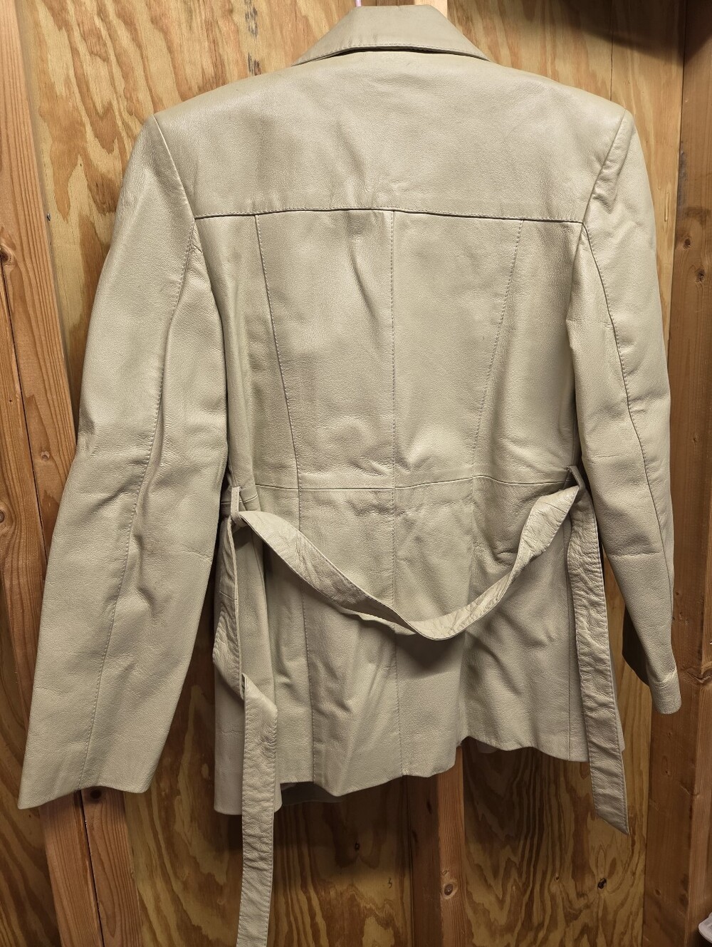 Vintage Lori Lori Lobi Lobi Cream Leather Blazer Jacket Coat Medium - Picture 2 of 6
